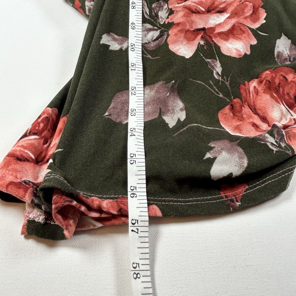 Mother Bee Maternity Green Pink Floral Maxi Dress Soft Stretchy Belted Size Med - Picture 9 of 13